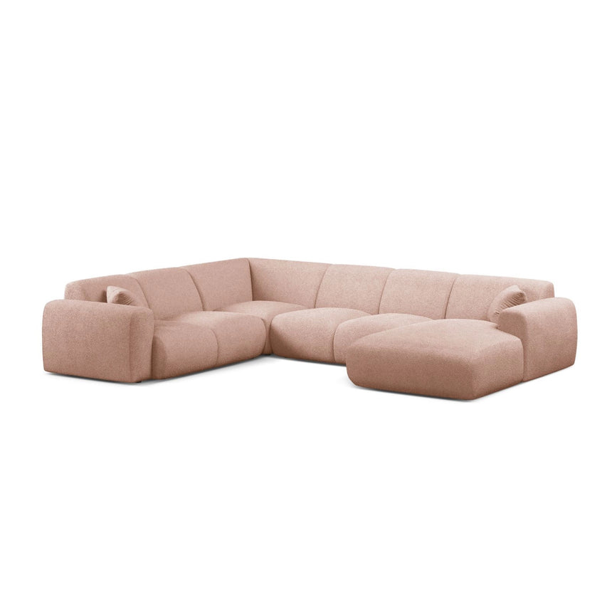 Molino Modulares 6-Sitzer Panoramasofa, Linke Seite, aus Boucle in Puderrosa (Baloo 2072), 326x252 cm von Micadoni – Bild 1