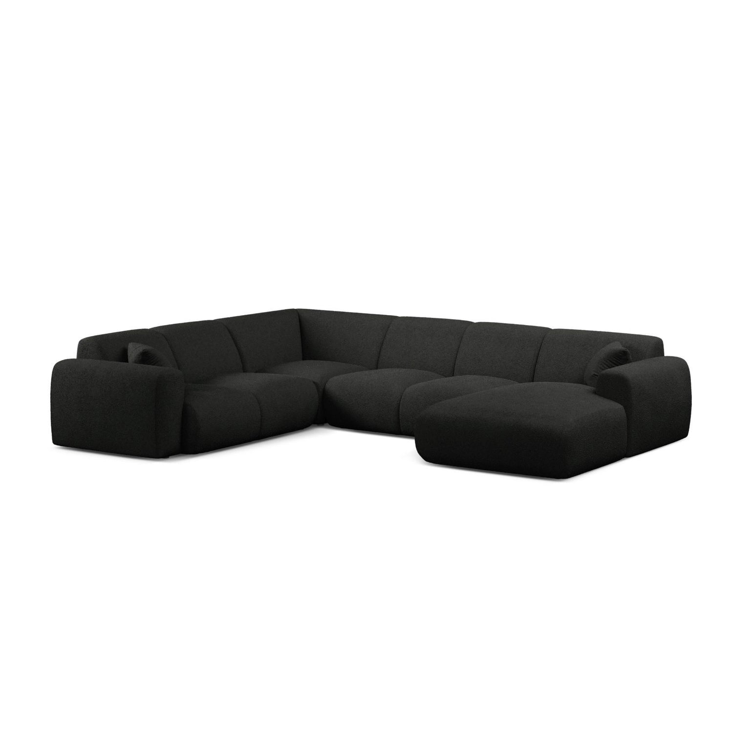 Molino Modulares 6-Sitzer Panoramasofa, Linke Seite, aus Boucle in Schwarz (Baloo 2082), 326x252 cm von Micadoni – Bild 1
