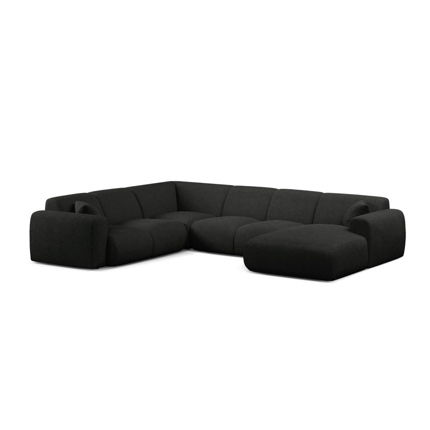 Molino Modulares 6-Sitzer Panoramasofa, Linke Seite, aus Boucle in Schwarz (Baloo 2082), 326x252 cm von Micadoni – Bild 1