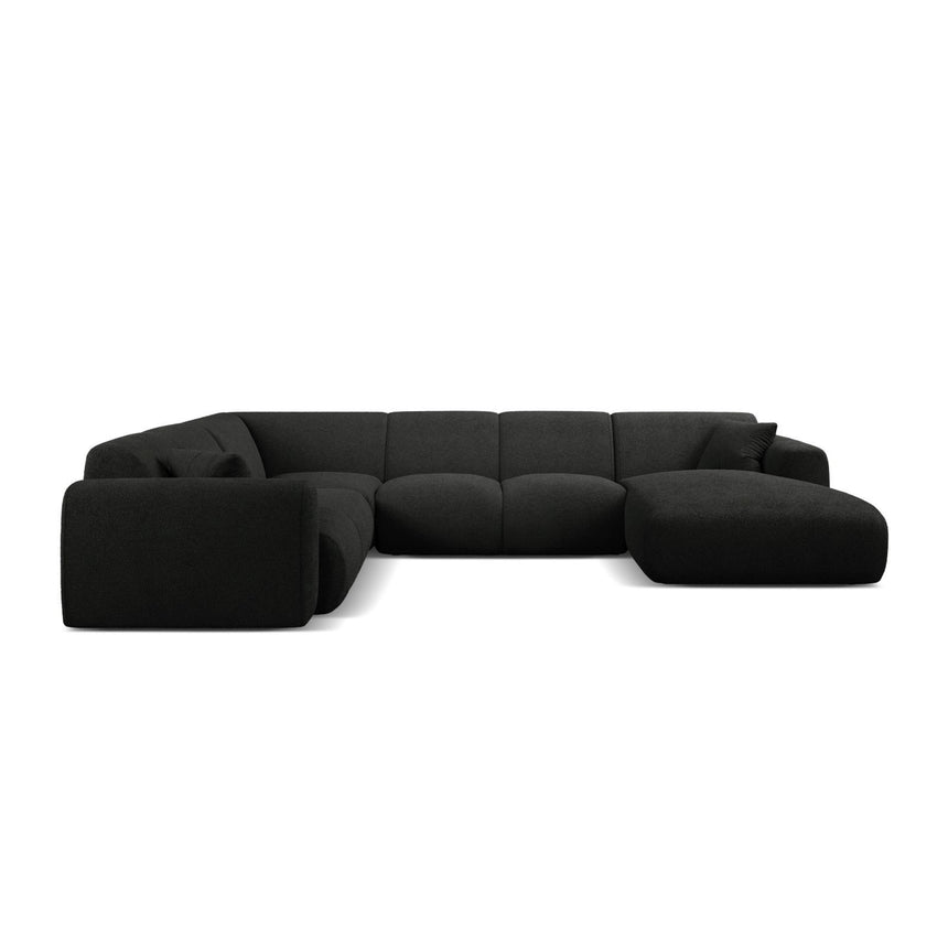 Molino Modulares 6-Sitzer Panoramasofa, Linke Seite, aus Boucle in Schwarz (Baloo 2082), 326x252 cm von Micadoni – Bild 2
