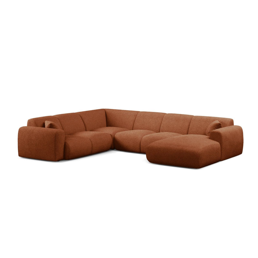 Molino Modulares 6-Sitzer Panoramasofa, Linke Seite, aus Boucle in Terrakotta (Baloo 2078), 326x252 cm von Micadoni – Bild 1