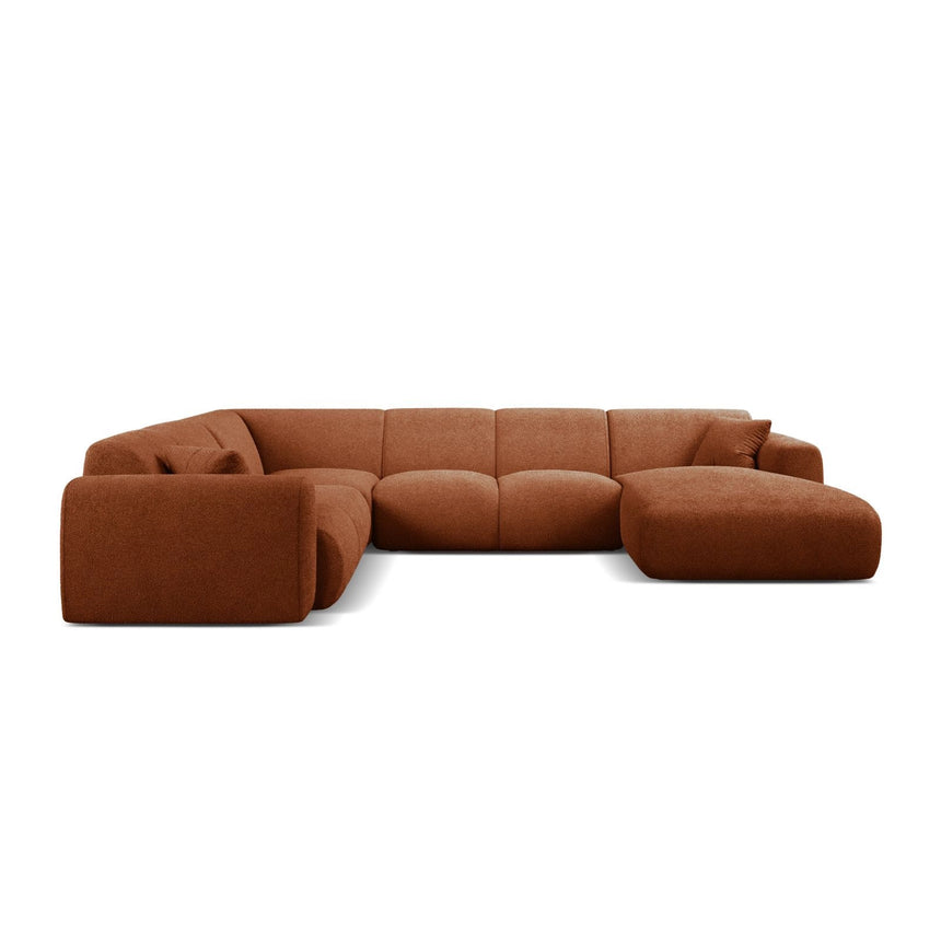 Molino Modulares 6-Sitzer Panoramasofa, Linke Seite, aus Boucle in Terrakotta (Baloo 2078), 326x252 cm von Micadoni – Bild 2