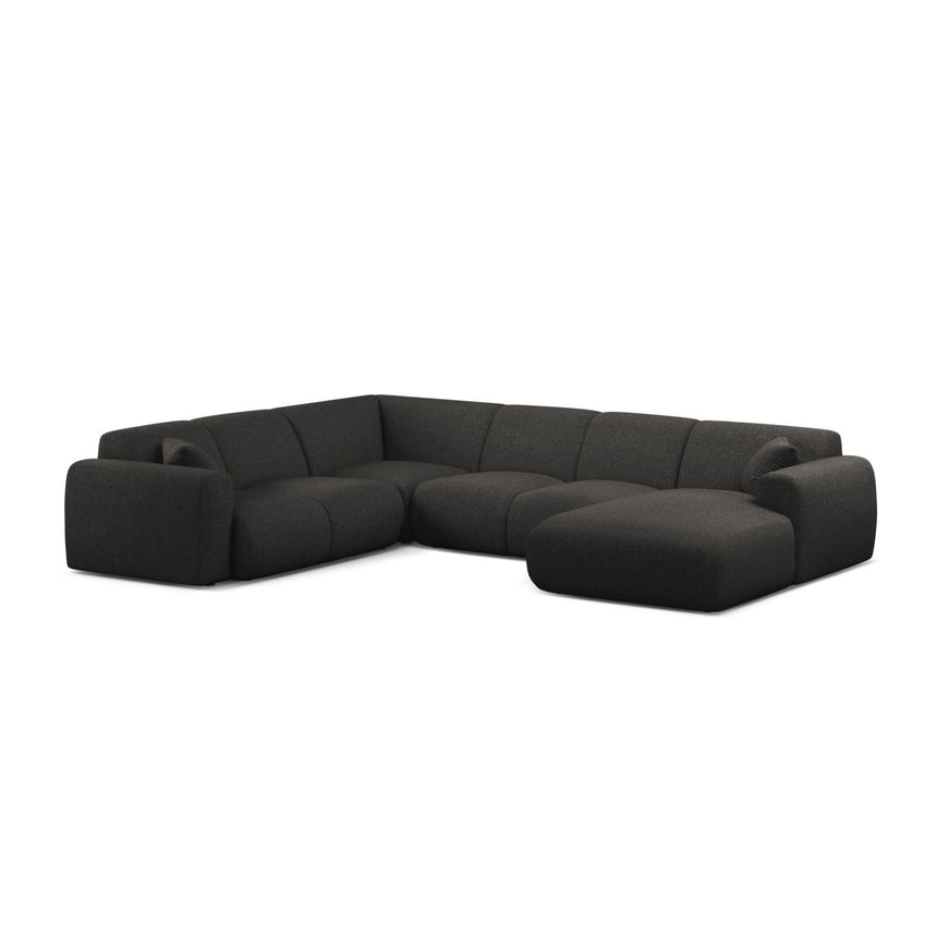 Molino Modulares 6-Sitzer Panoramasofa, Linke Seite, aus Chenille in Anthrazit (Eden 21 Black), 326x252 cm von Micadoni – Bild 1