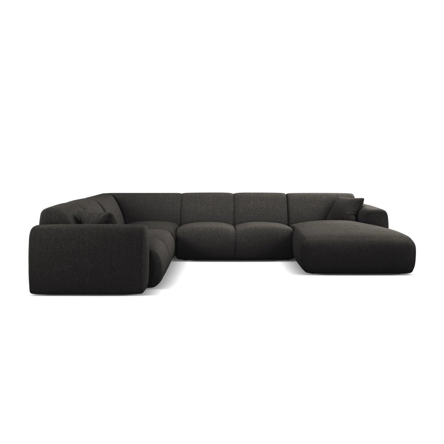 Molino Modulares 6-Sitzer Panoramasofa, Linke Seite, aus Chenille in Anthrazit (Eden 21 Black), 326x252 cm von Micadoni – Bild 2