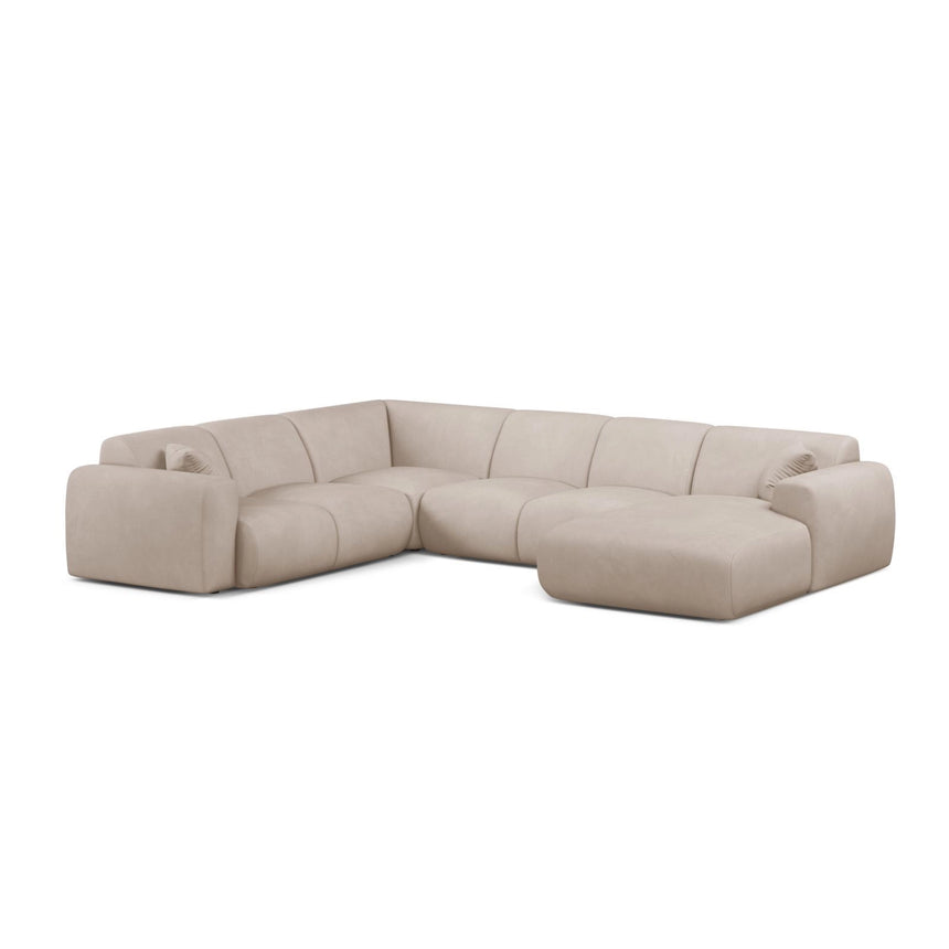 Molino Modulares 6-Sitzer Panoramasofa, Linke Seite, aus Chenille in Beige (Rebel 25), 326x252 cm von Micadoni – Bild 1