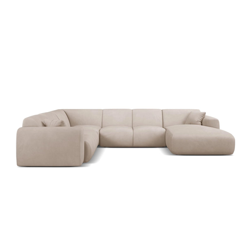 Molino Modulares 6-Sitzer Panoramasofa, Linke Seite, aus Chenille in Beige (Rebel 25), 326x252 cm von Micadoni – Bild 2
