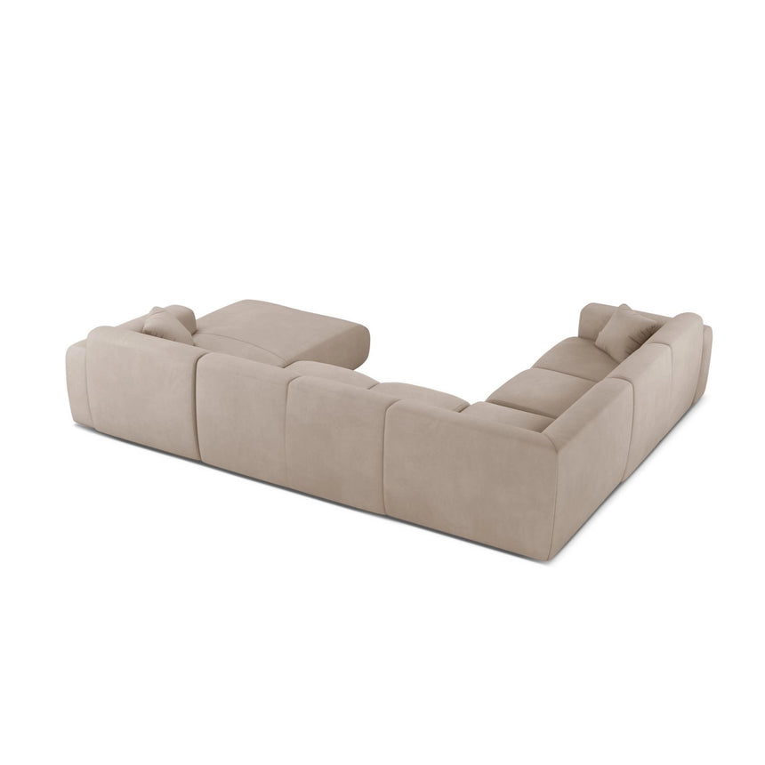 Molino Modulares 6-Sitzer Panoramasofa, Linke Seite, aus Chenille in Beige (Rebel 25), 326x252 cm von Micadoni – Bild 3