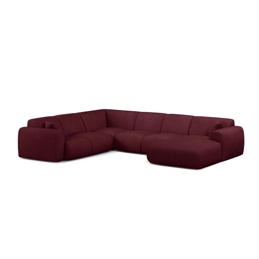 Molino Modulares 6-Sitzer Panoramasofa, Linke Seite, aus Chenille in Bordeaux (Rebel 10), 326x252 cm von Micadoni – Bild 1