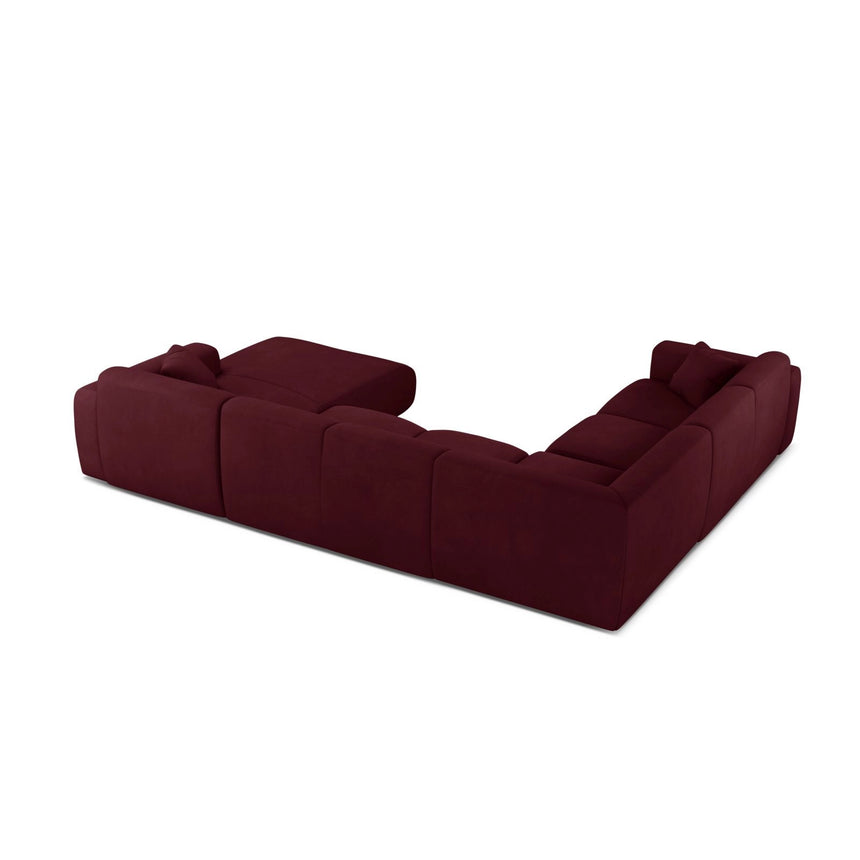 Molino Modulares 6-Sitzer Panoramasofa, Linke Seite, aus Chenille in Bordeaux (Rebel 10), 326x252 cm von Micadoni – Bild 3
