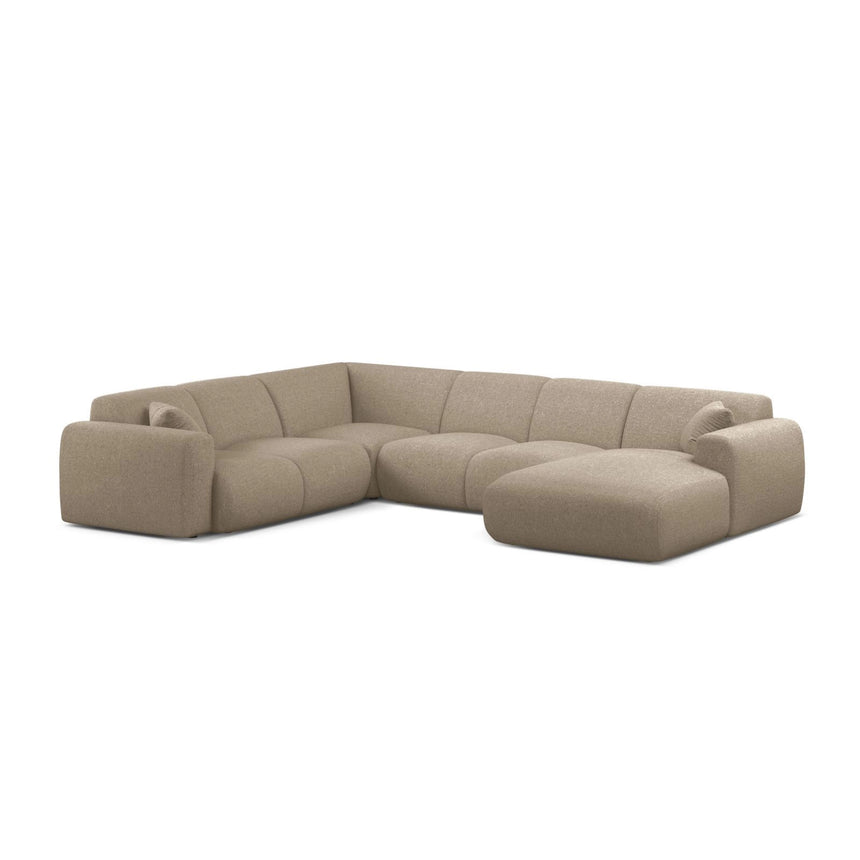 Molino Modulares 6-Sitzer Panoramasofa, Linke Seite, aus Chenille in Dunkelbeige (Eden 4 Beige), 326x252 cm von Micadoni – Bild 1