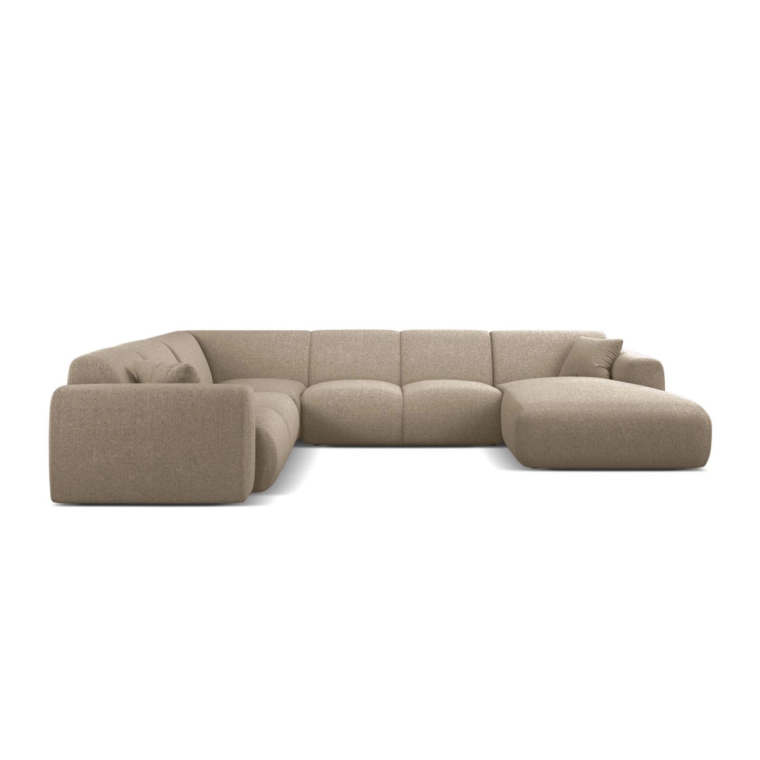 Molino Modulares 6-Sitzer Panoramasofa, Linke Seite, aus Chenille in Dunkelbeige (Eden 4 Beige), 326x252 cm von Micadoni – Bild 2