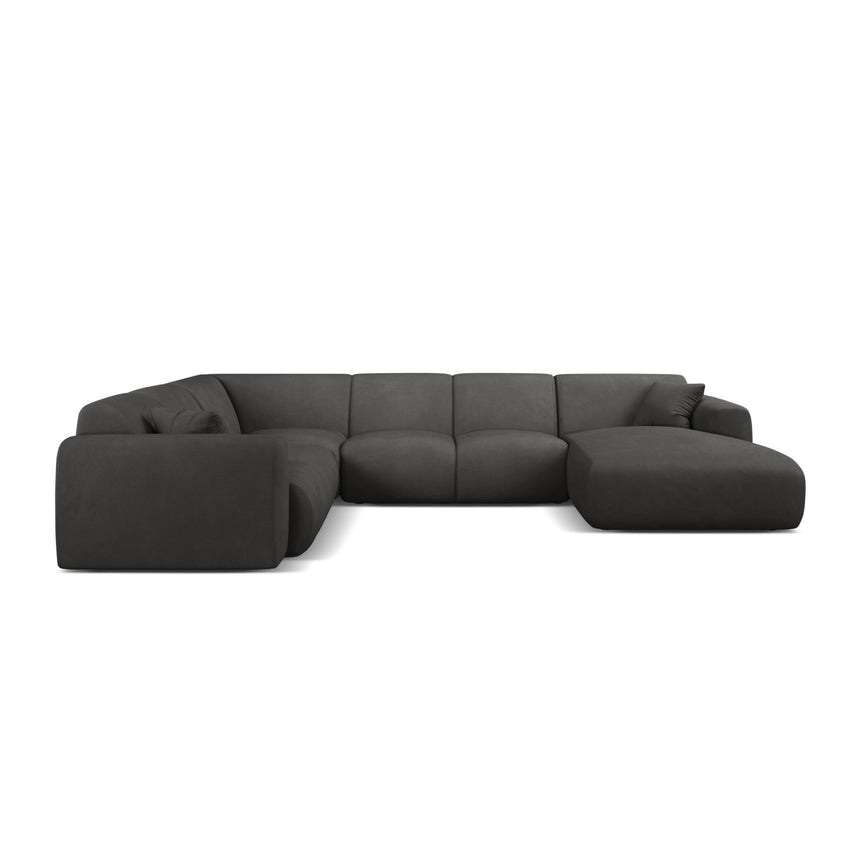 Molino Modulares 6-Sitzer Panoramasofa, Linke Seite, aus Chenille in Dunkelgrau (Rebel 3), 326x252 cm von Micadoni – Bild 2