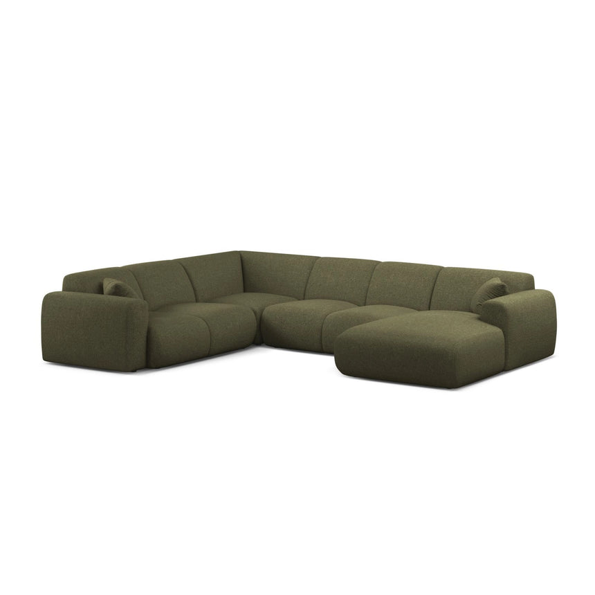 Molino Modulares 6-Sitzer Panoramasofa, Linke Seite, aus Chenille in Grün (Eden 12 Olive), 326x252 cm von Micadoni – Bild 1