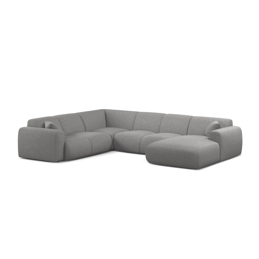 Molino Modulares 6-Sitzer Panoramasofa, Linke Seite, aus Chenille in Hellgrau (Eden 18 Grey), 326x252 cm von Micadoni – Bild 1