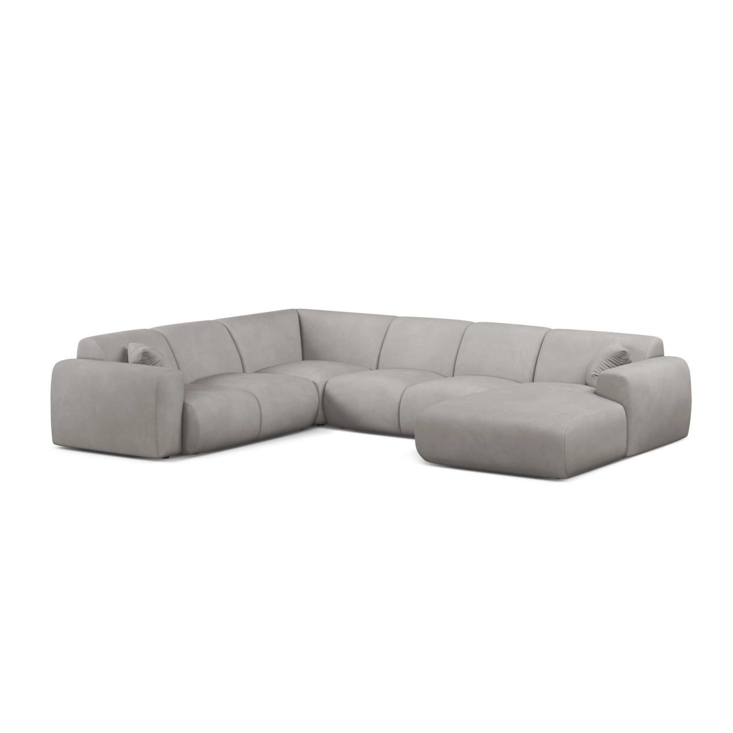 Molino Modulares 6-Sitzer Panoramasofa, Linke Seite, aus Chenille in Hellgrau (Rebel 5), 326x252 cm von Micadoni – Bild 1