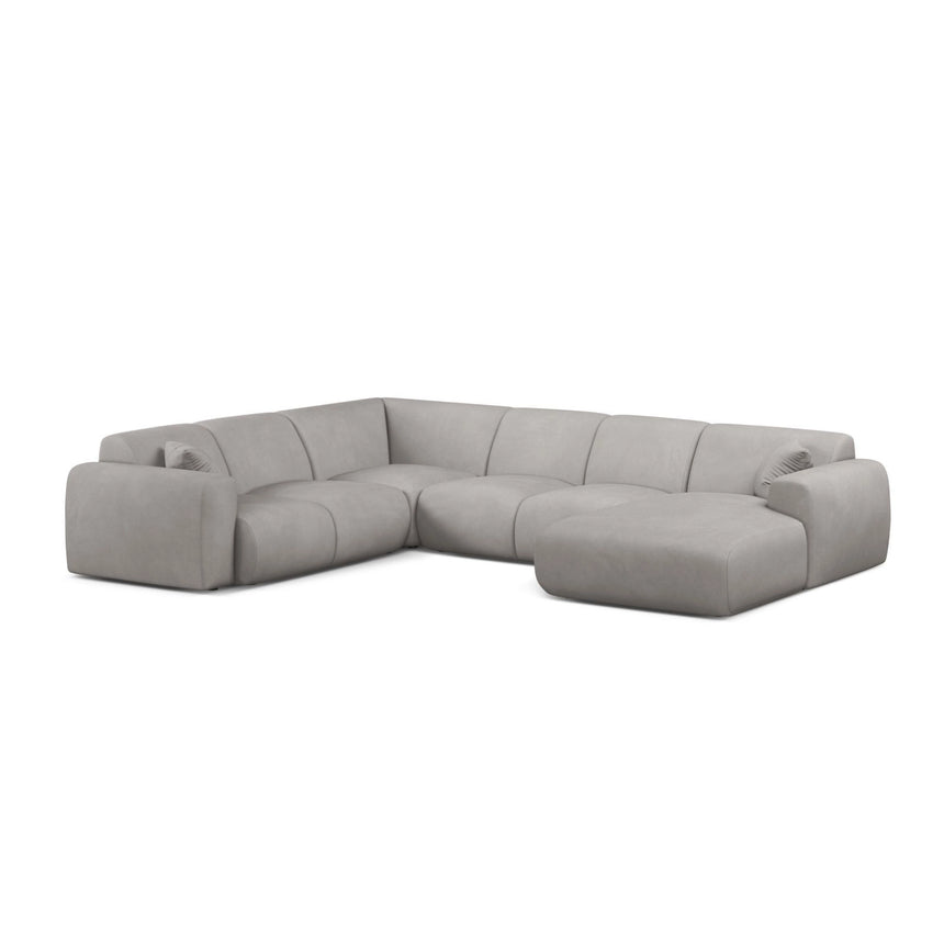 Molino Modulares 6-Sitzer Panoramasofa, Linke Seite, aus Chenille in Hellgrau (Rebel 5), 326x252 cm von Micadoni – Bild 1