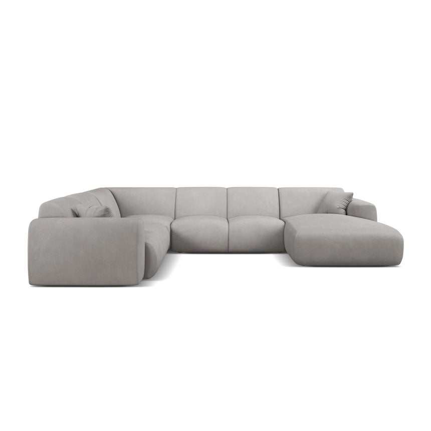 Molino Modulares 6-Sitzer Panoramasofa, Linke Seite, aus Chenille in Hellgrau (Rebel 5), 326x252 cm von Micadoni – Bild 2