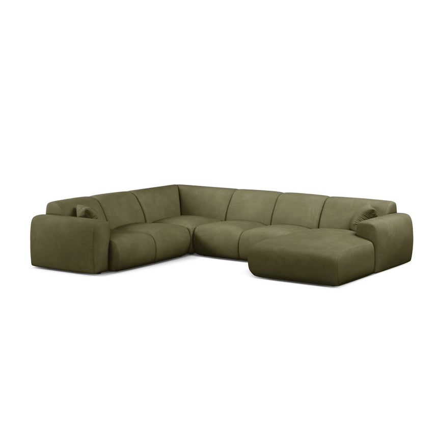 Molino Modulares 6-Sitzer Panoramasofa, Linke Seite, aus Chenille in Hellgrün (Rebel 18), 326x252 cm von Micadoni – Bild 1