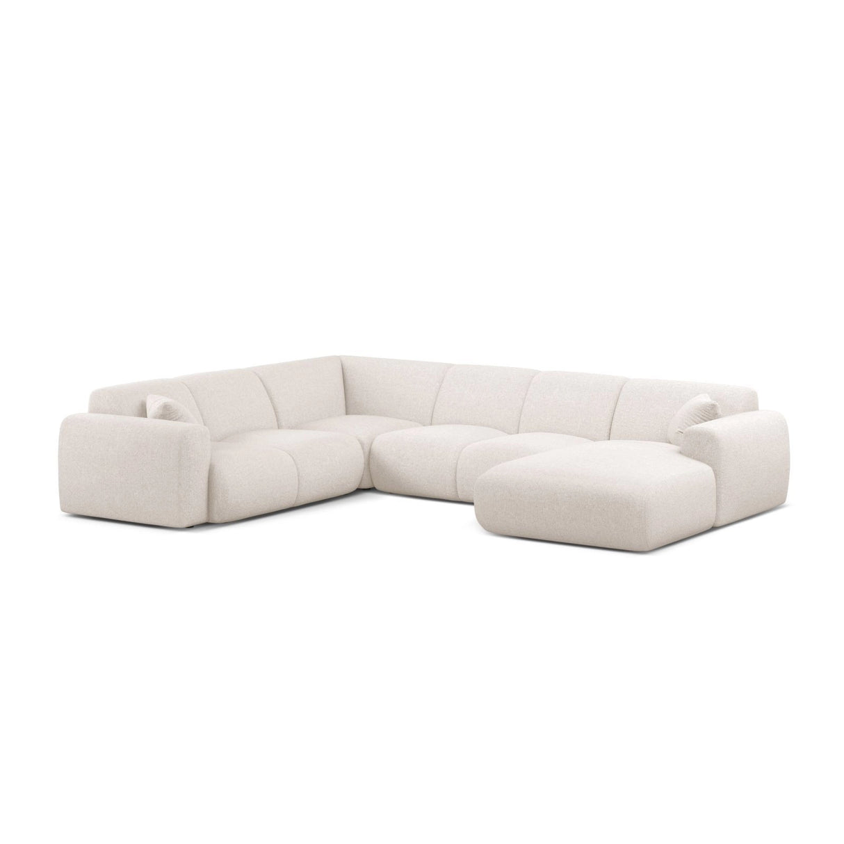 Molino Modulares 6-Sitzer Panoramasofa, Linke Seite, aus Chenille in Leichtes Beige (Eden 2 Pearl), 326x252 cm von Micadoni – Bild 1