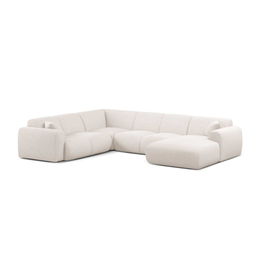 Molino Modulares 6-Sitzer Panoramasofa, Linke Seite, aus Chenille in Leichtes Beige (Eden 2 Pearl), 326x252 cm von Micadoni – Bild 1
