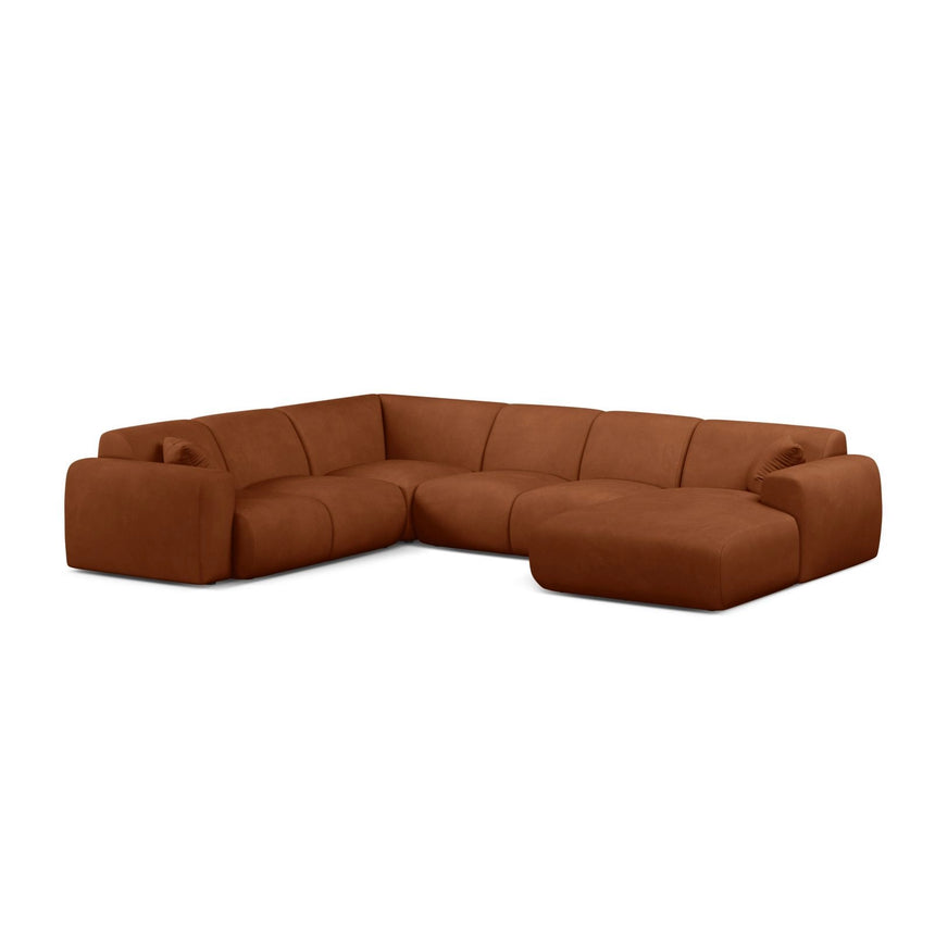 Molino Modulares 6-Sitzer Panoramasofa, Linke Seite, aus Chenille in Orange (Rebel 20), 326x252 cm von Micadoni – Bild 1