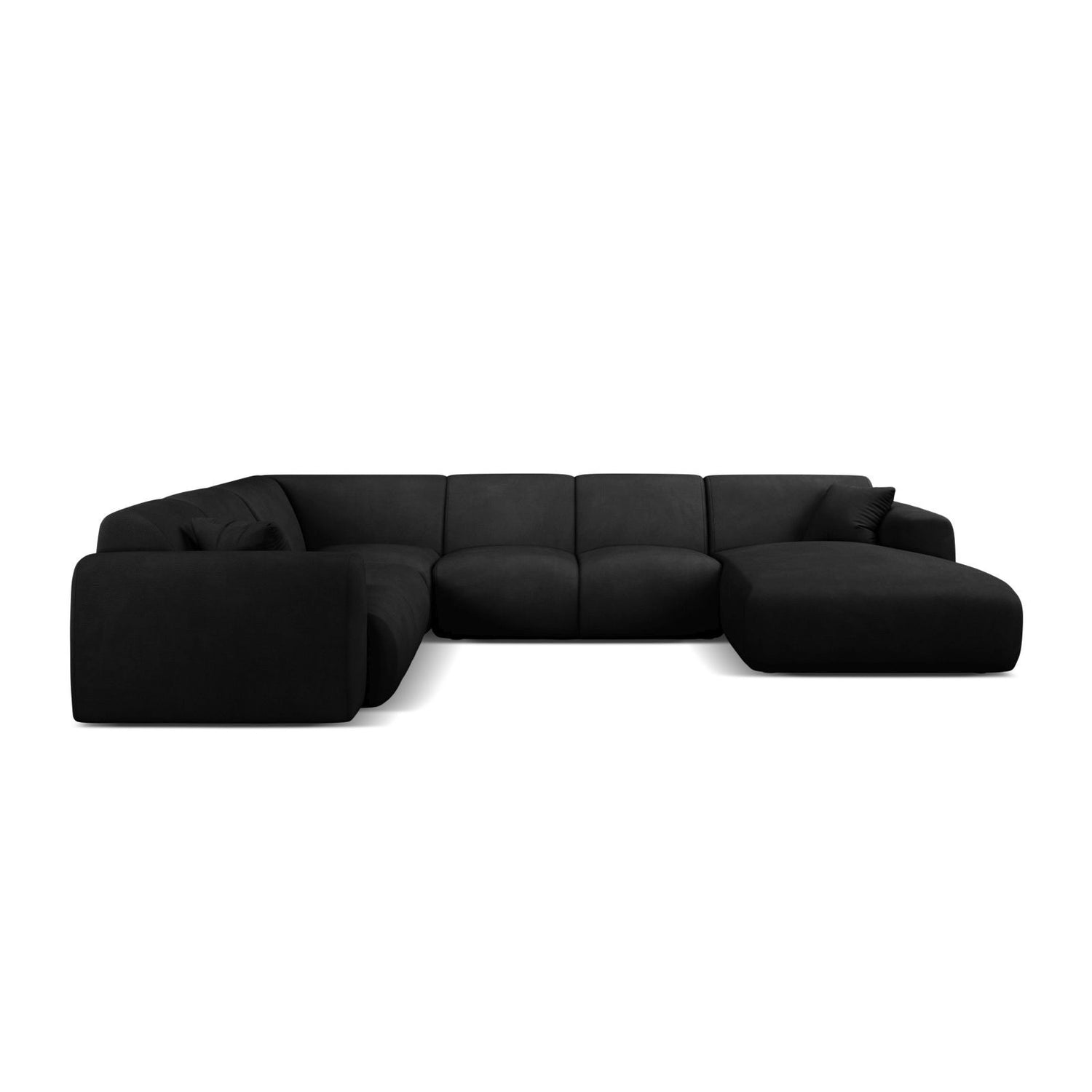 Molino Modulares 6-Sitzer Panoramasofa, Linke Seite, aus Chenille in Schwarz (Rebel 1), 326x252 cm von Micadoni – Bild 2
