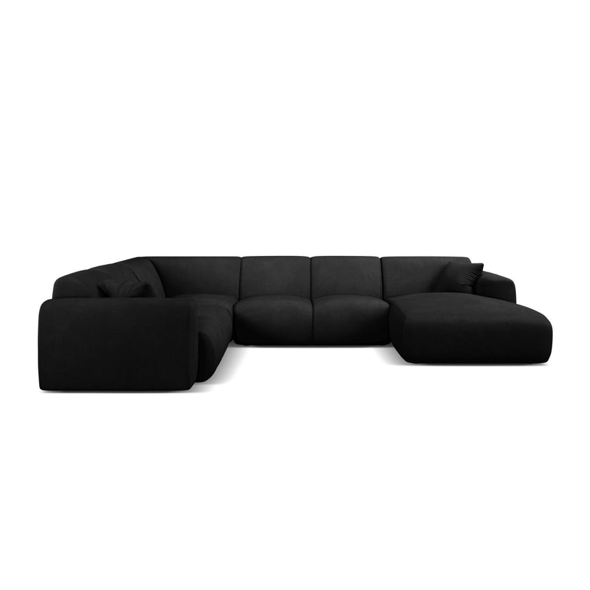 Molino Modulares 6-Sitzer Panoramasofa, Linke Seite, aus Chenille in Schwarz (Rebel 1), 326x252 cm von Micadoni – Bild 2