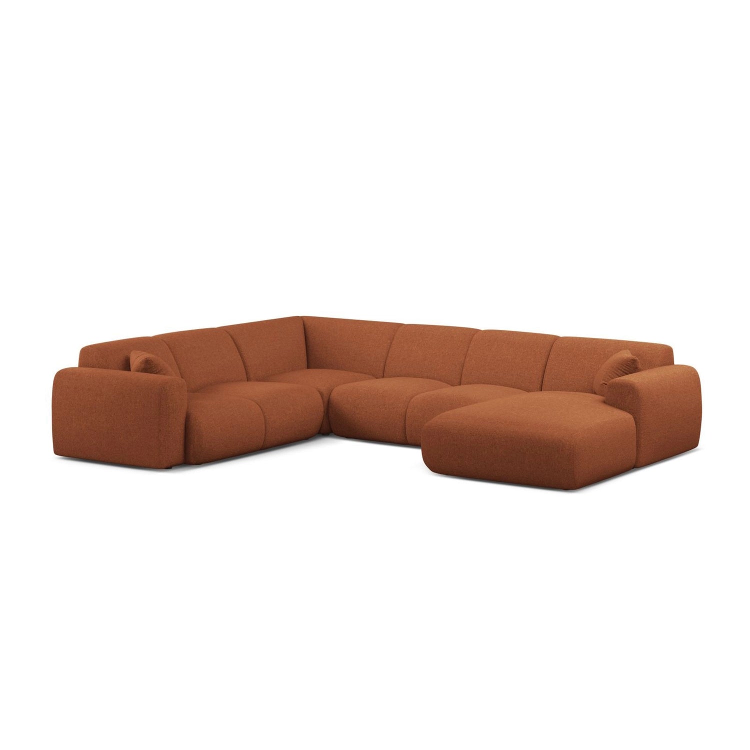 Molino Modulares 6-Sitzer Panoramasofa, Linke Seite, aus Chenille in Ziegel (Eden 10 Terra), 326x252 cm von Micadoni – Bild 1