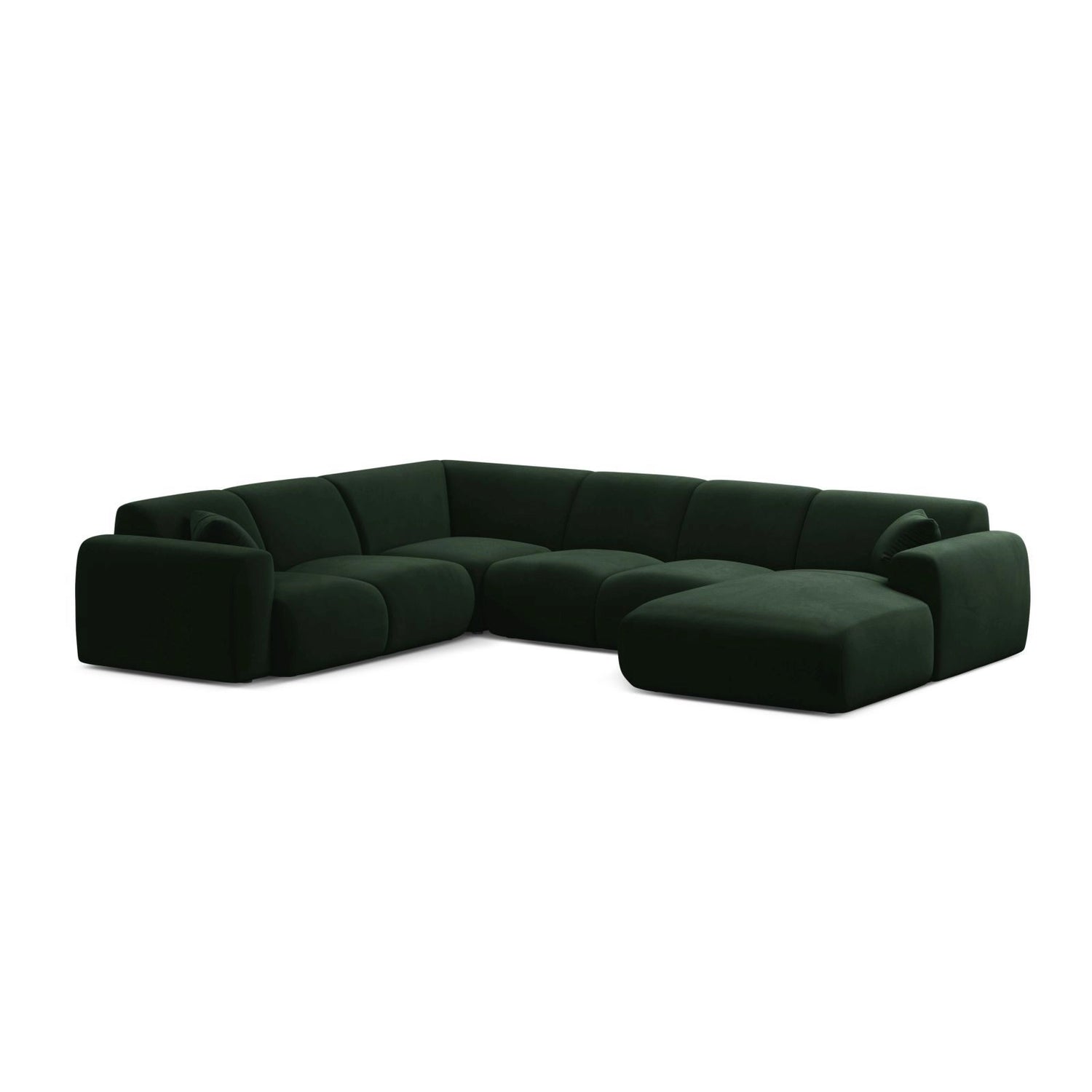Molino Modulares 6-Sitzer Panoramasofa, Linke Seite, aus Samt in Flaschengrün (Casino Deep Green), 326x252 cm von Micadoni – Bild 1