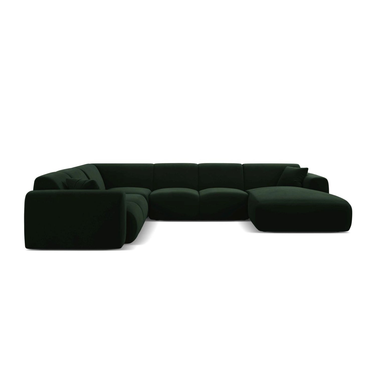 Molino Modulares 6-Sitzer Panoramasofa, Linke Seite, aus Samt in Flaschengrün (Casino Deep Green), 326x252 cm von Micadoni – Bild 2
