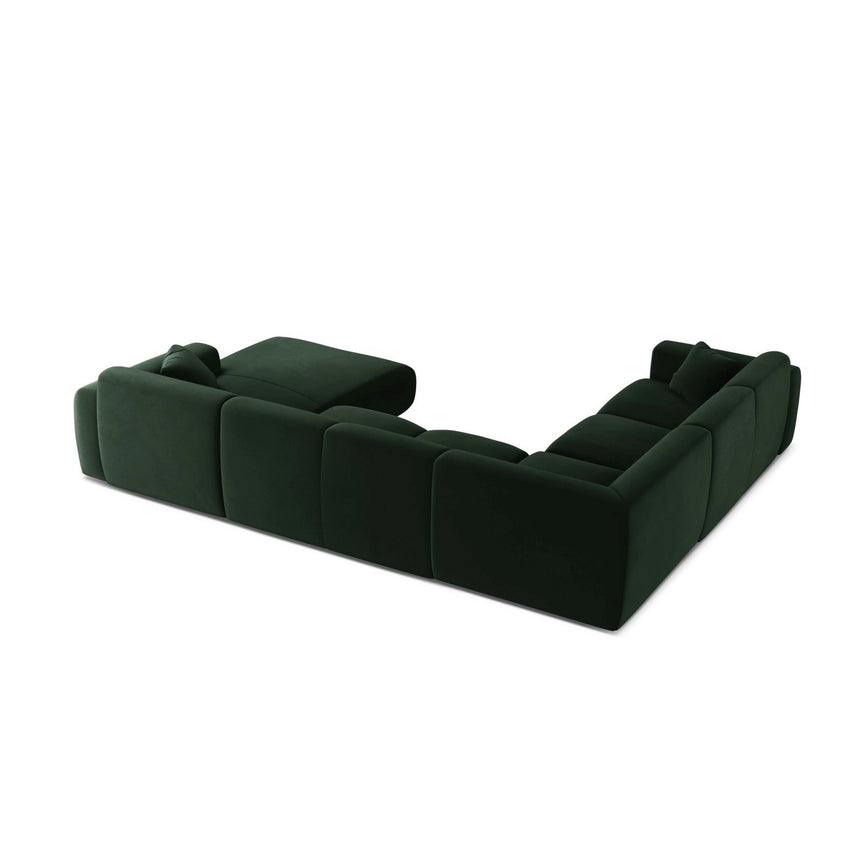 Molino Modulares 6-Sitzer Panoramasofa, Linke Seite, aus Samt in Flaschengrün (Casino Deep Green), 326x252 cm von Micadoni – Bild 3