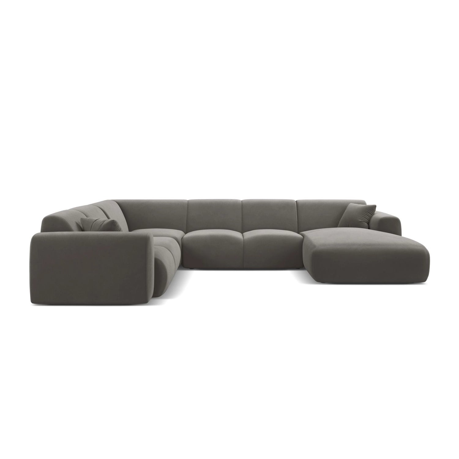Molino Modulares 6-Sitzer Panoramasofa, Linke Seite, aus Samt in Grau (Casino Stone), 326x252 cm von Micadoni – Bild 2