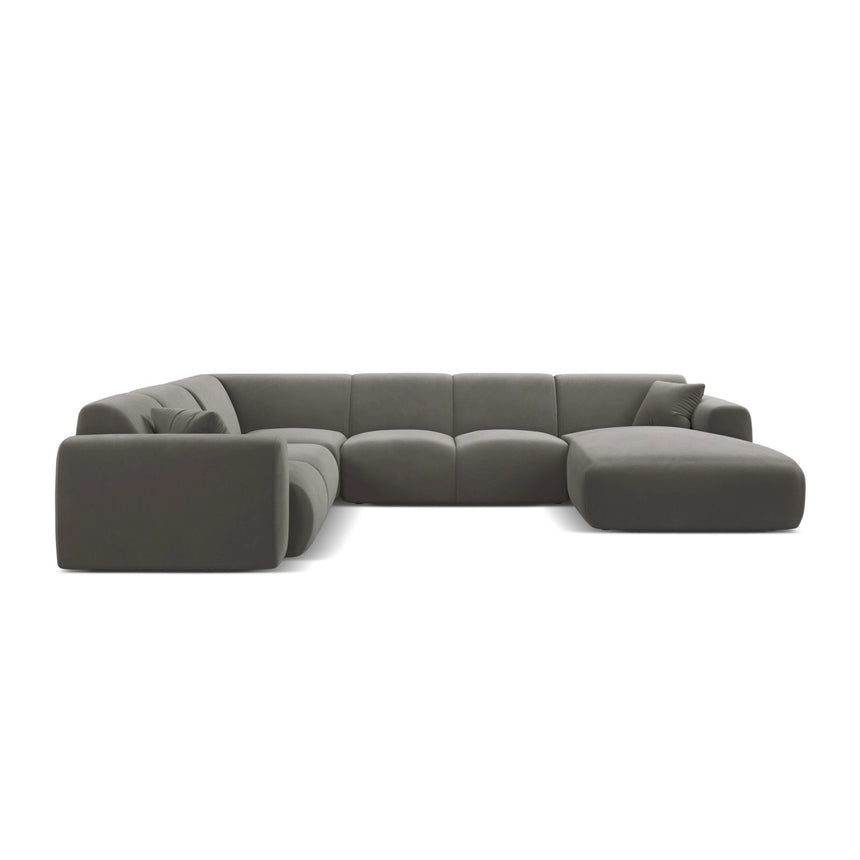 Molino Modulares 6-Sitzer Panoramasofa, Linke Seite, aus Samt in Grau (Casino Stone), 326x252 cm von Micadoni – Bild 2