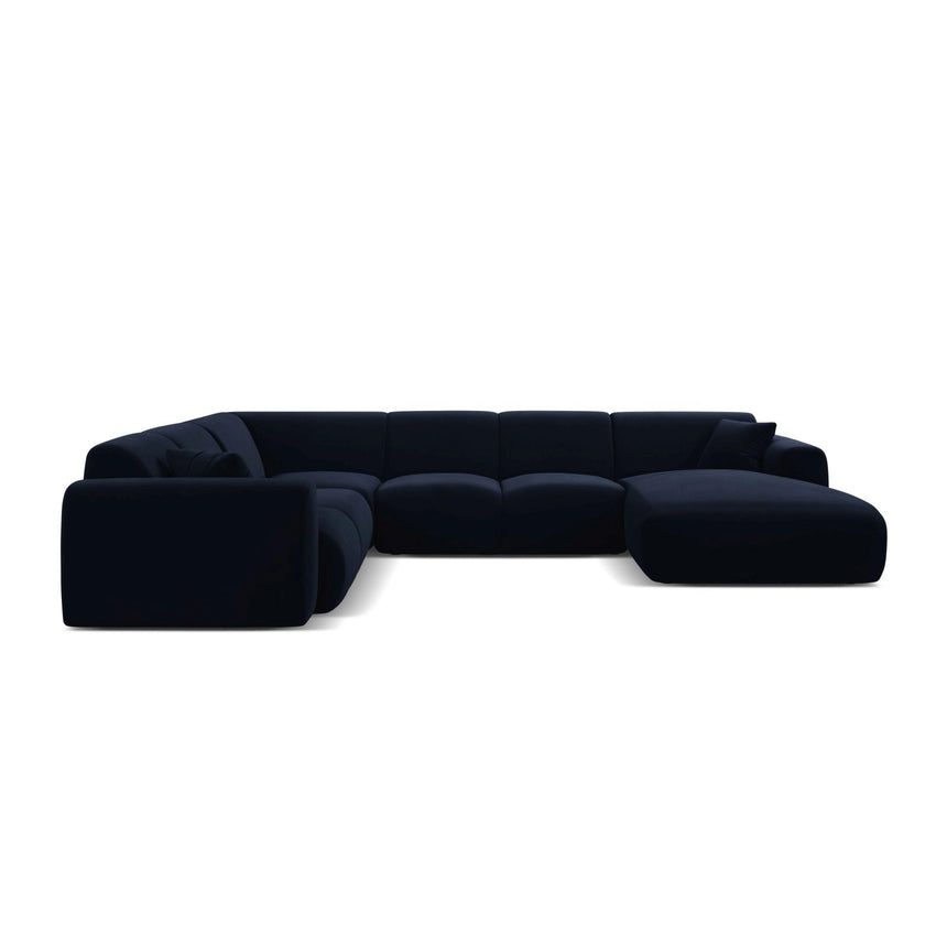 Molino Modulares 6-Sitzer Panoramasofa, Linke Seite, aus Samt in Königsblau (Casino Deep Blue), 326x252 cm von Micadoni – Bild 2