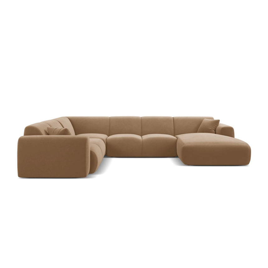 Molino Modulares 6-Sitzer Panoramasofa, Linke Seite, aus Samt in Sand (Casino Lion), 326x252 cm von Micadoni – Bild 2