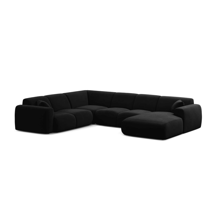 Molino Modulares 6-Sitzer Panoramasofa, Linke Seite, aus Samt in Schwarz (Casino Black), 326x252 cm von Micadoni – Bild 1