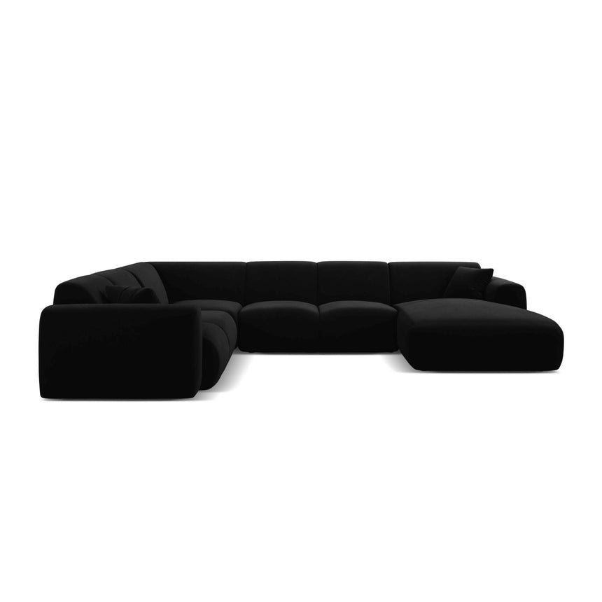 Molino Modulares 6-Sitzer Panoramasofa, Linke Seite, aus Samt in Schwarz (Casino Black), 326x252 cm von Micadoni – Bild 2