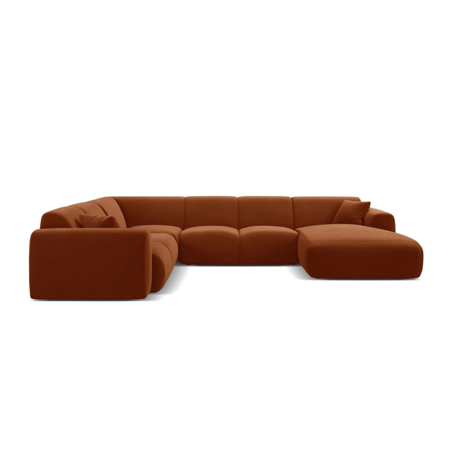 Molino Modulares 6-Sitzer Panoramasofa, Linke Seite, aus Samt in Terrakotta (Casino Terracota), 326x252 cm von Micadoni – Bild 2