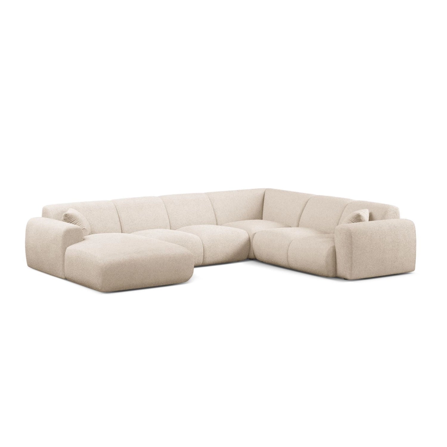 Molino Modulares 6-Sitzer Panoramasofa, Rechte Seite, aus Boucle in Beige (Baloo 2074), 326x252 cm von Micadoni – Bild 1