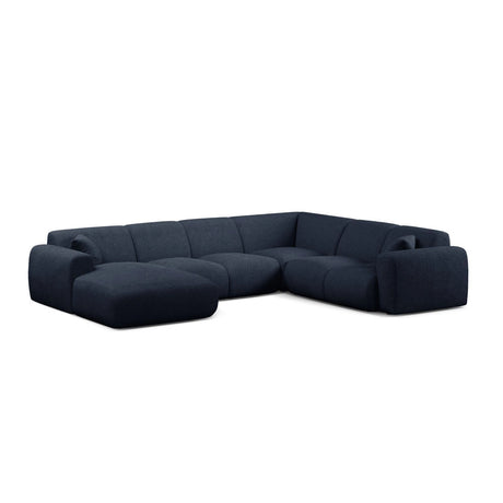 Molino Modulares 6-Sitzer Panoramasofa, Rechte Seite, aus Boucle in Dunkelblau (Baloo 2088), 326x252 cm von Micadoni – Bild 1