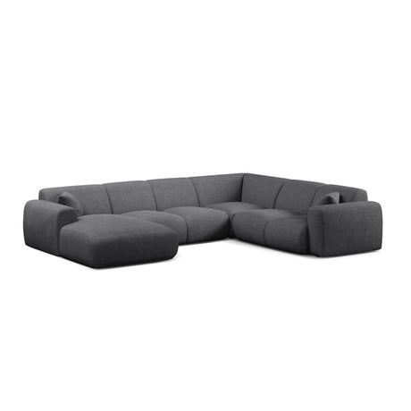 Molino Modulares 6-Sitzer Panoramasofa, Rechte Seite, aus Boucle in Dunkelgrau (Baloo 2083), 326x252 cm von Micadoni – Bild 1