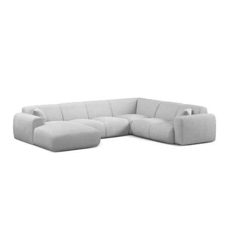Molino Modulares 6-Sitzer Panoramasofa, Rechte Seite, aus Boucle in Hellgrau (Baloo 2085), 326x252 cm von Micadoni – Bild 1