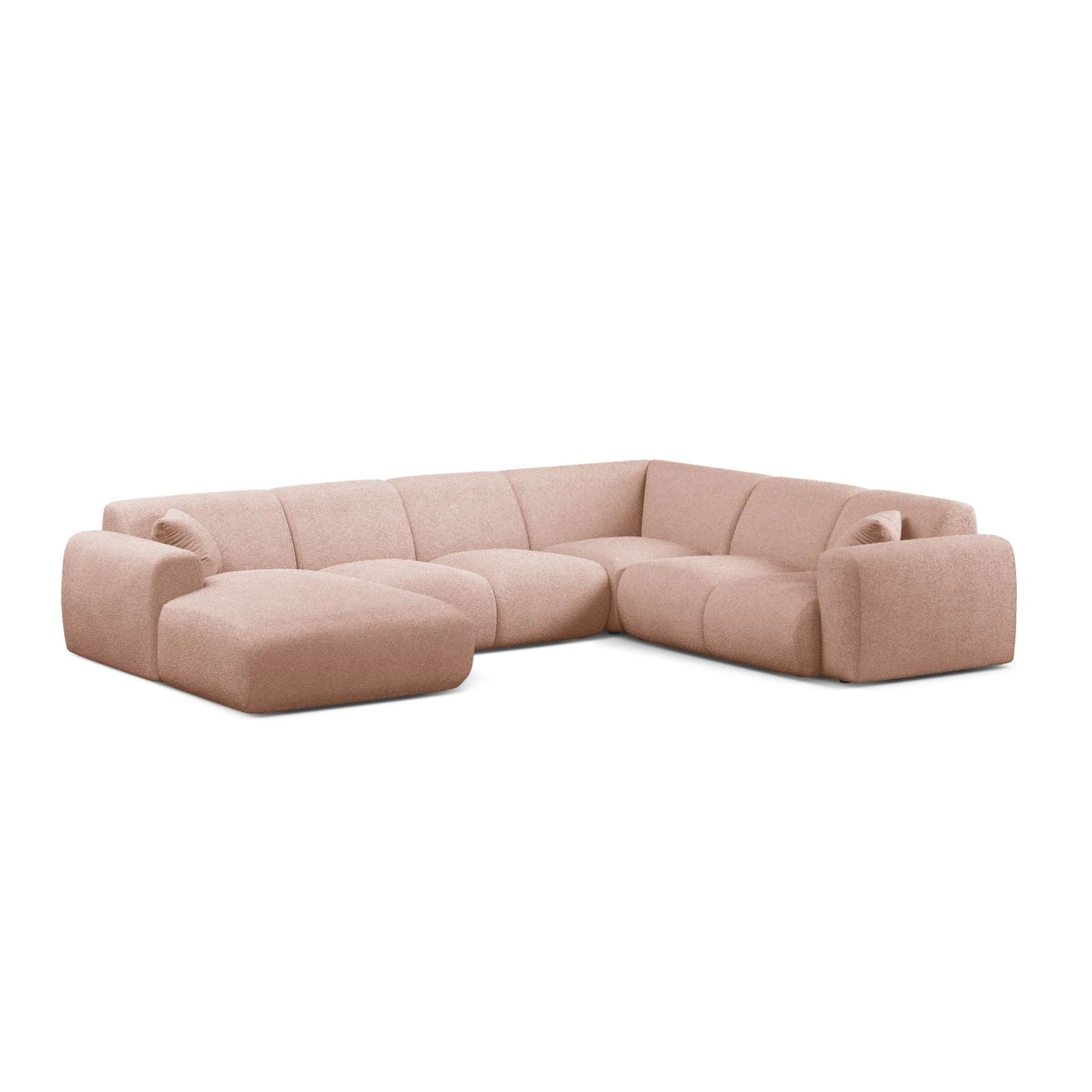 Molino Modulares 6-Sitzer Panoramasofa, Rechte Seite, aus Boucle in Puderrosa (Baloo 2072), 326x252 cm von Micadoni – Bild 1
