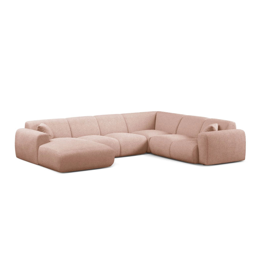 Molino Modulares 6-Sitzer Panoramasofa, Rechte Seite, aus Boucle in Puderrosa (Baloo 2072), 326x252 cm von Micadoni – Bild 1