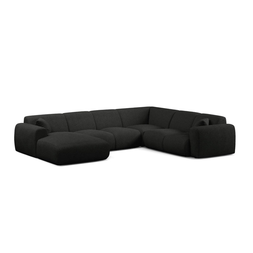 Molino Modulares 6-Sitzer Panoramasofa, Rechte Seite, aus Boucle in Schwarz (Baloo 2082), 326x252 cm von Micadoni – Bild 1