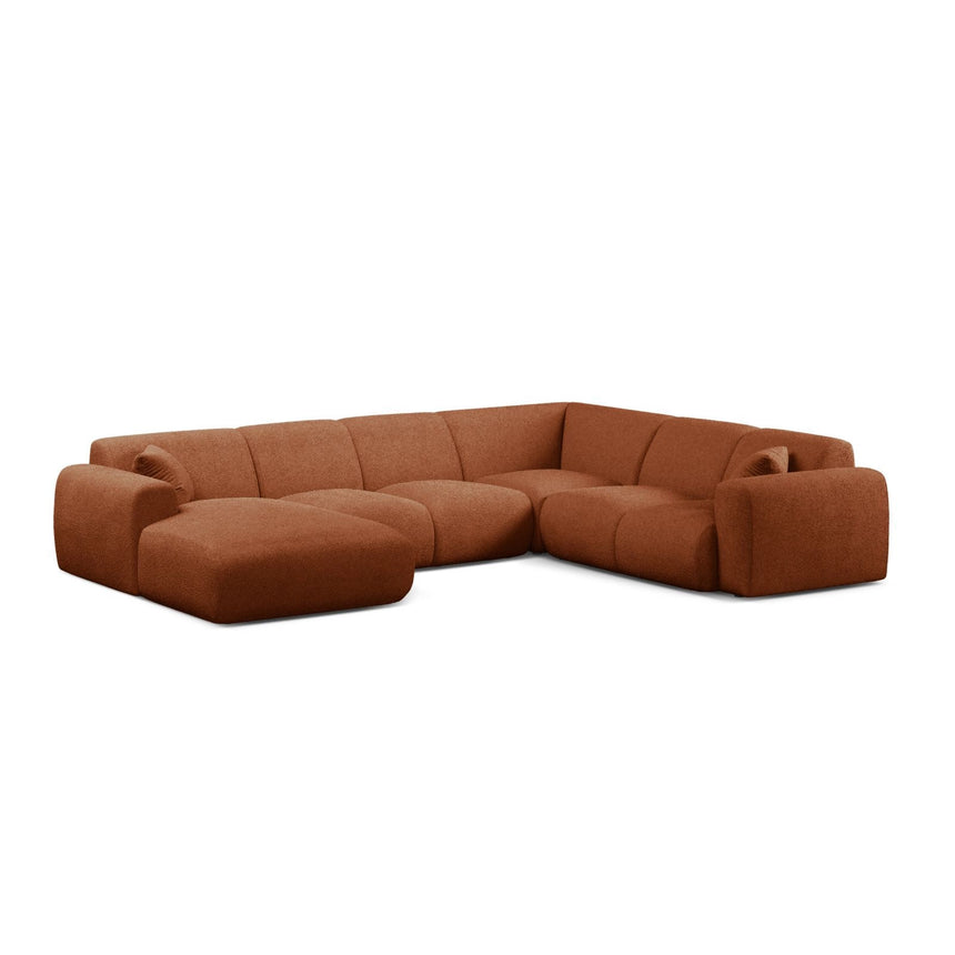 Molino Modulares 6-Sitzer Panoramasofa, Rechte Seite, aus Boucle in Terrakotta (Baloo 2078), 326x252 cm von Micadoni – Bild 1
