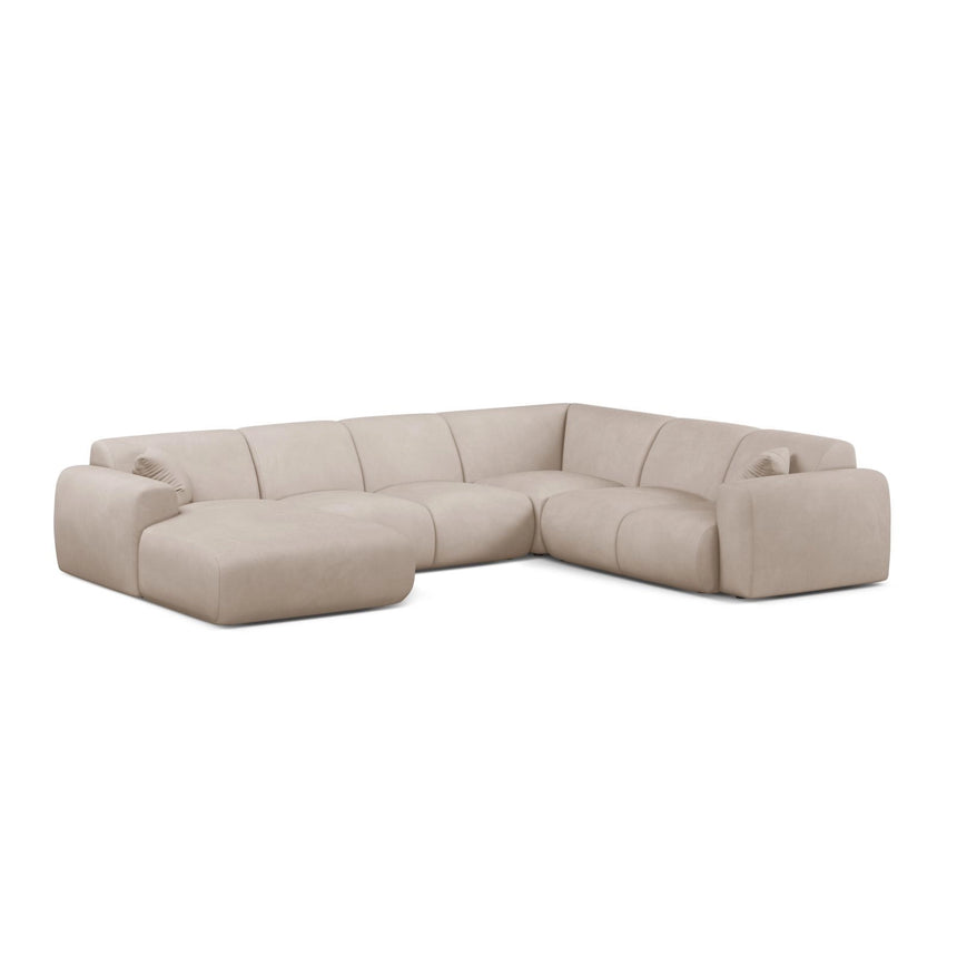 Molino Modulares 6-Sitzer Panoramasofa, Rechte Seite, aus Chenille in Beige (Rebel 25), 326x252 cm von Micadoni – Bild 1