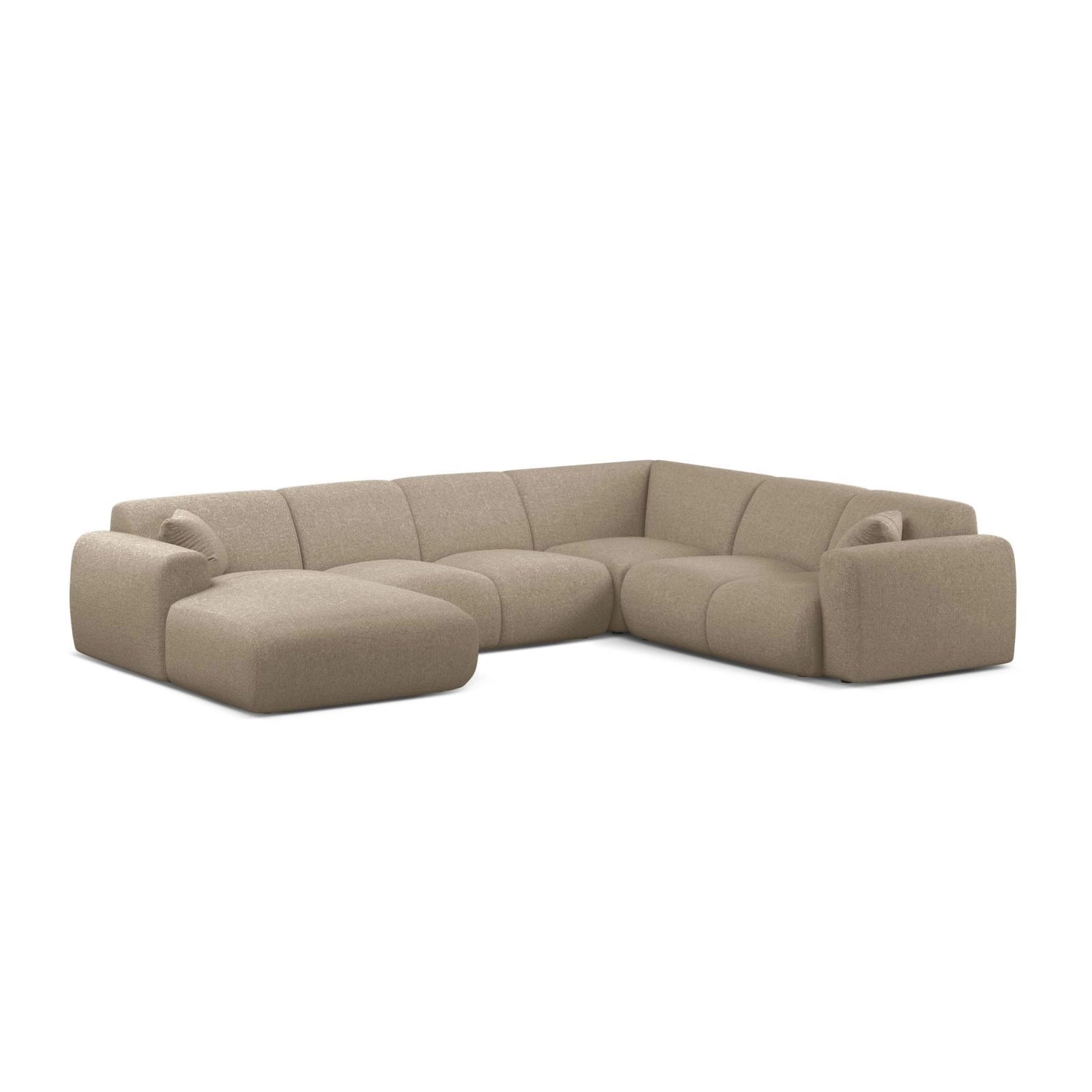 Molino Modulares 6-Sitzer Panoramasofa, Rechte Seite, aus Chenille in Dunkelbeige (Eden 4 Beige), 326x252 cm von Micadoni – Bild 1
