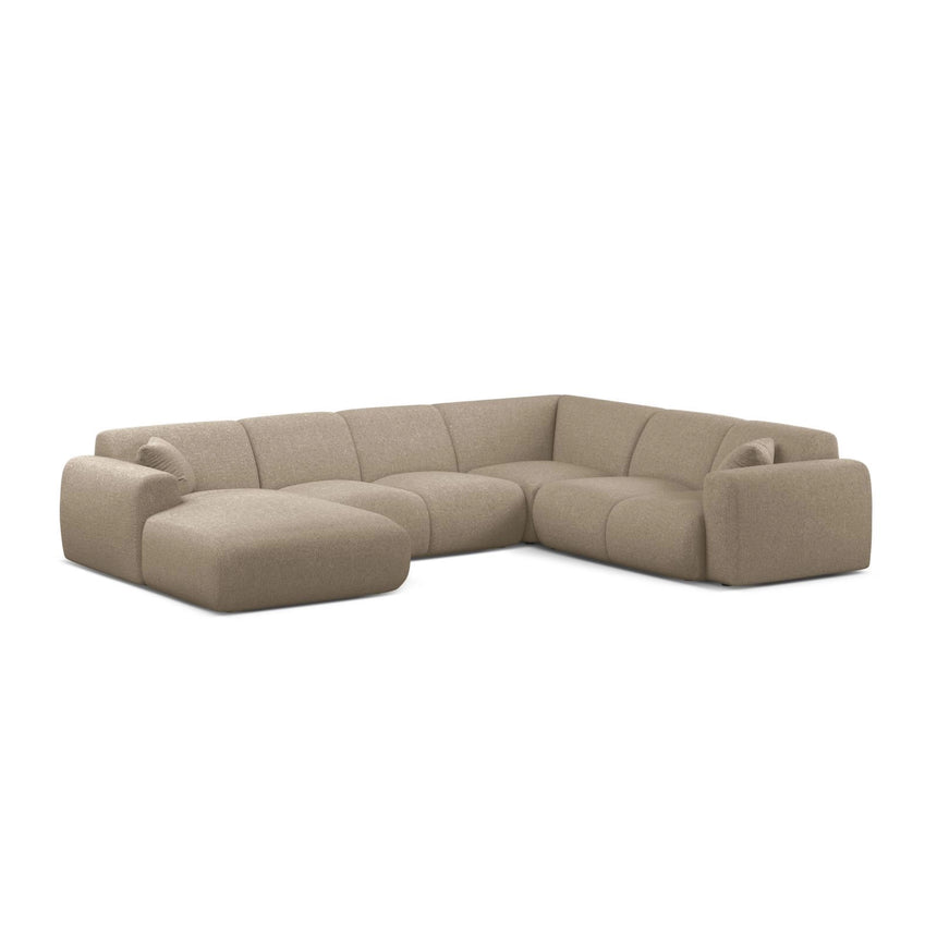Molino Modulares 6-Sitzer Panoramasofa, Rechte Seite, aus Chenille in Dunkelbeige (Eden 4 Beige), 326x252 cm von Micadoni – Bild 1