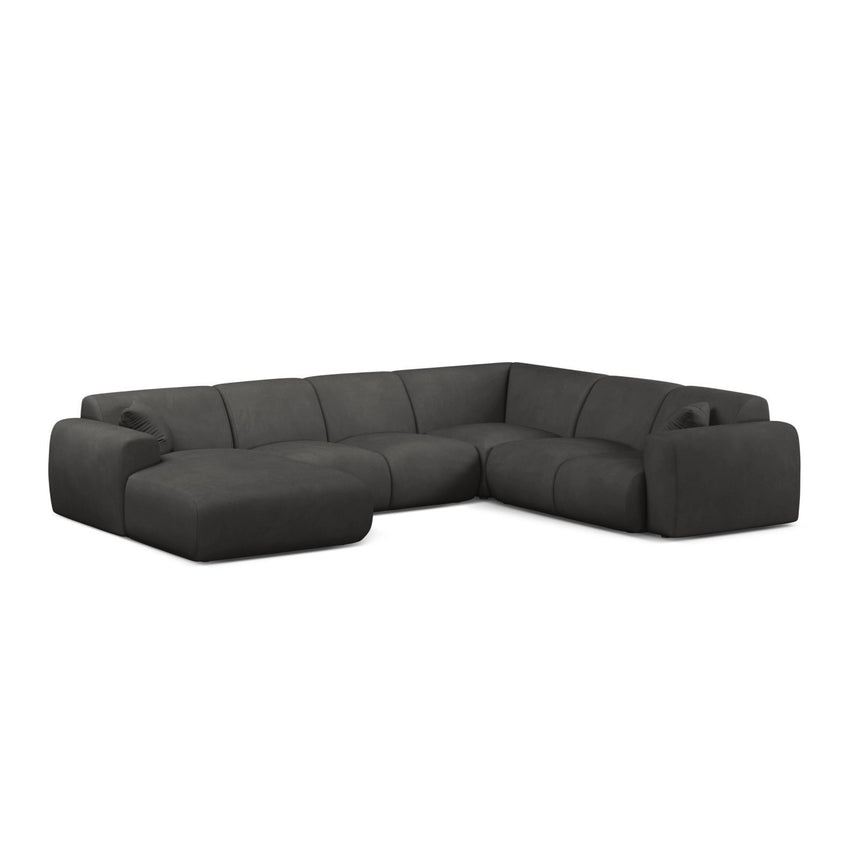 Molino Modulares 6-Sitzer Panoramasofa, Rechte Seite, aus Chenille in Dunkelgrau (Rebel 3), 326x252 cm von Micadoni – Bild 1